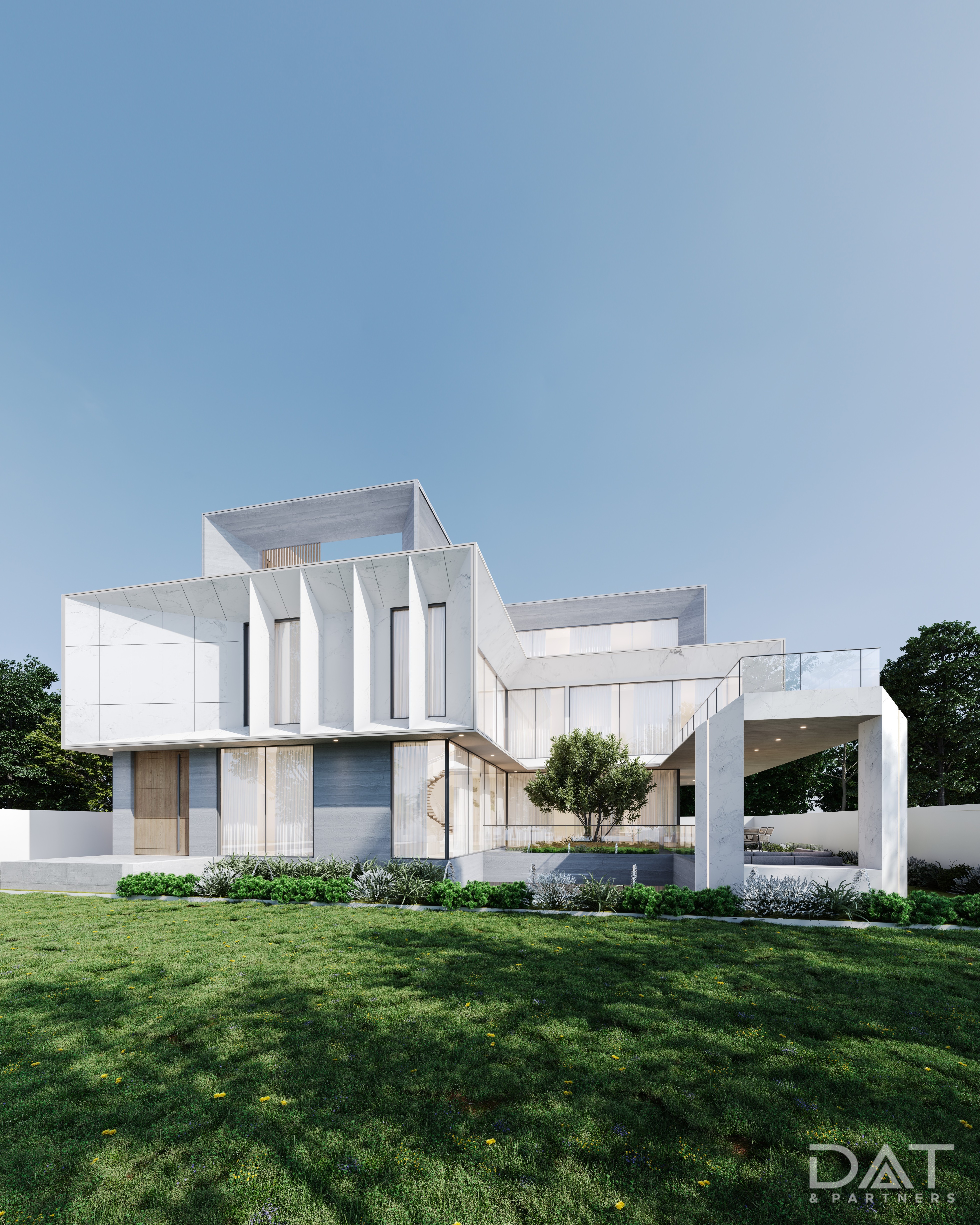 3D render of SAG Pearl Villa at Jumeirah showcasing modern luxury architecture.