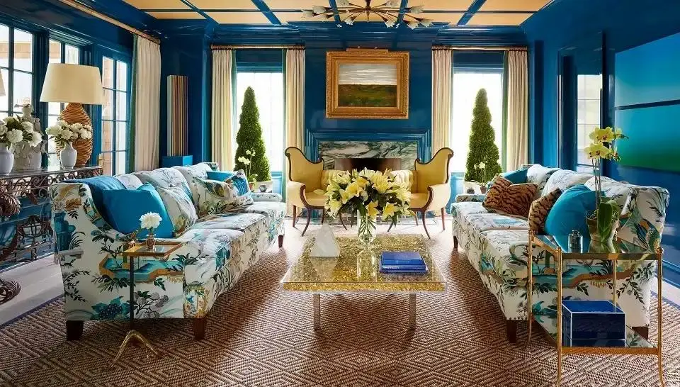 Contemporary living room interior design with modern furniture and decor in 2020 style.