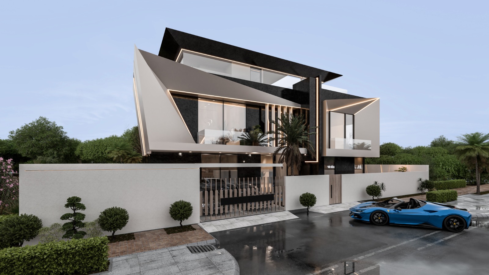 Professional construction engineers working on site with advanced planning tools.