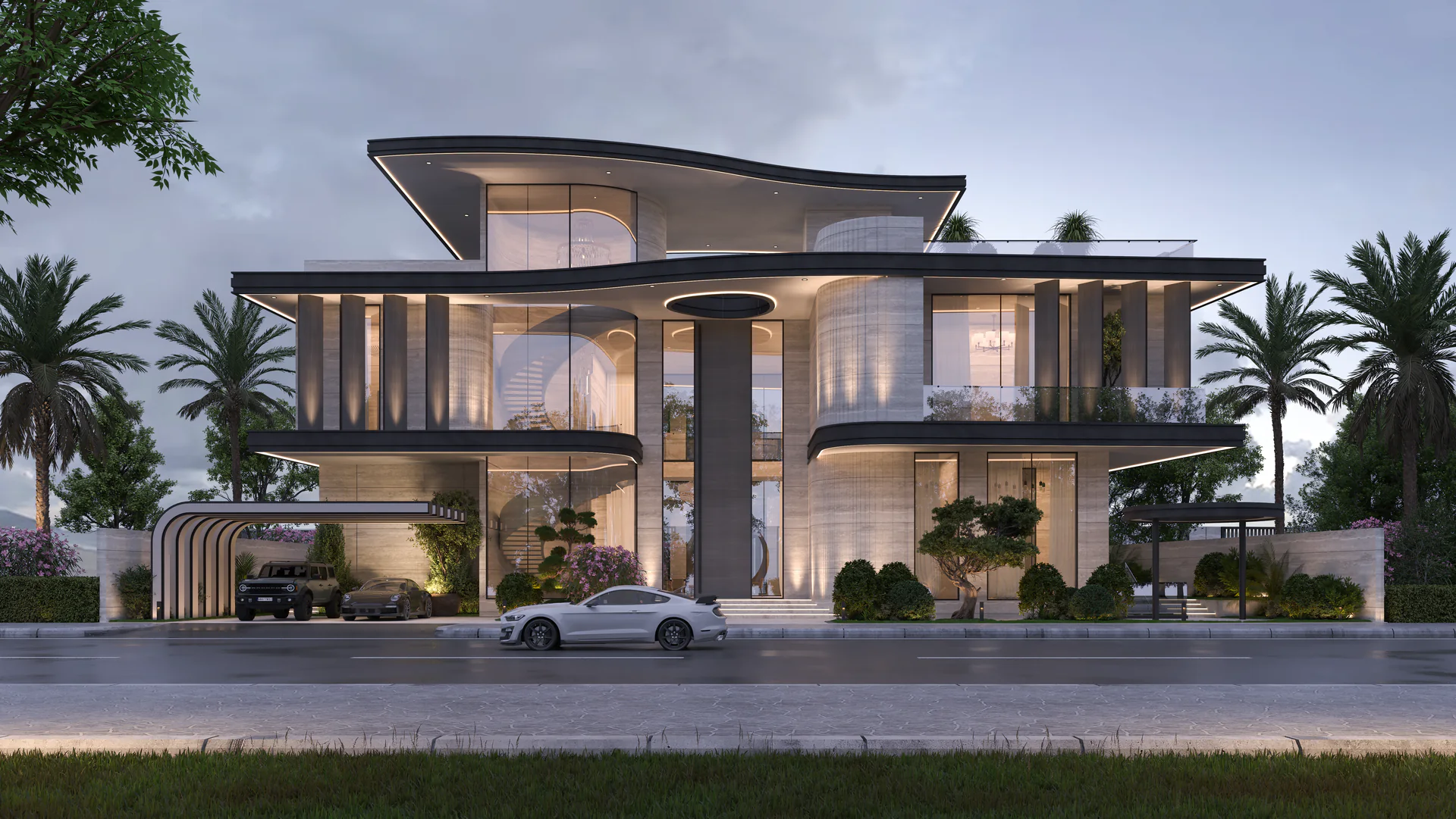 3D render of Villa Aeris - CD7 at Jumeirah showcasing contemporary luxury architecture.
