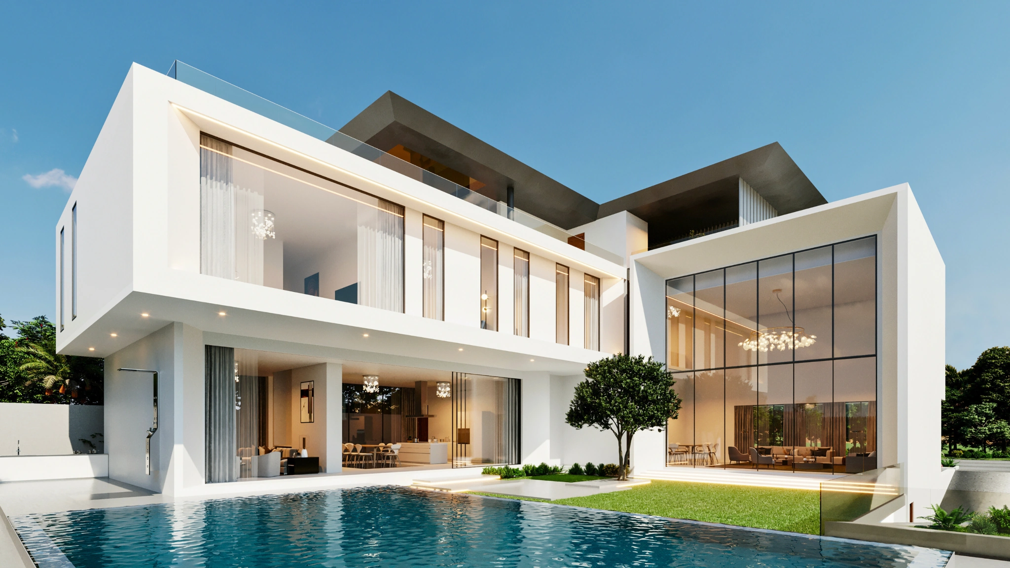 3D render of SAG Pearl Villa at Jumeirah showcasing modern luxury architecture.
