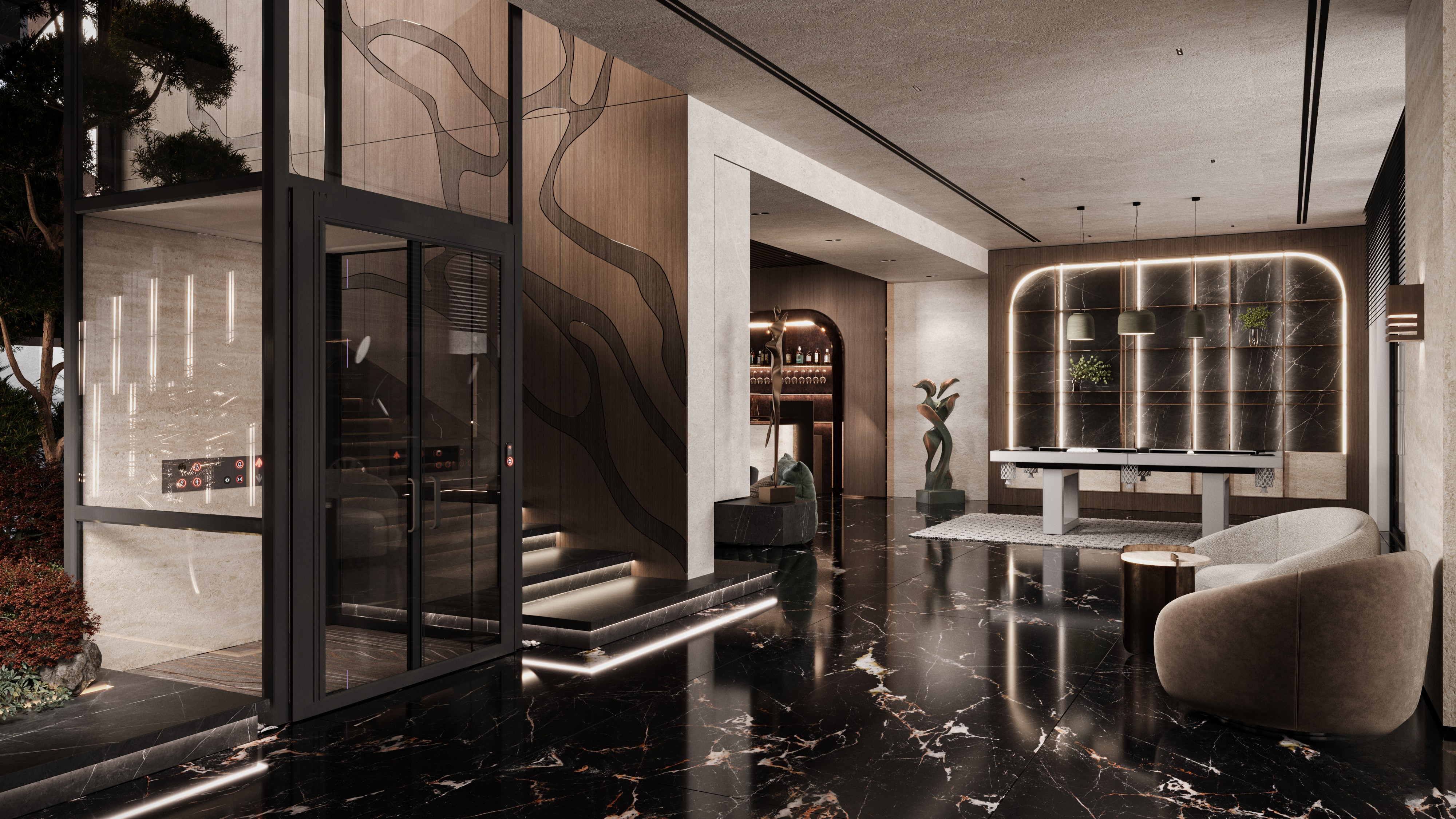 Interior designers arranging modern furniture and decor to create stylish interiors.